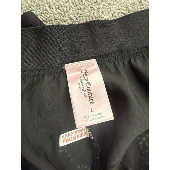 Juicy Couture Sleep Shorts Women L Black Rhinestone "Juicy" Elastic Waist Light - Picture 3 of 7